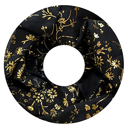 Lina & Lily Damen Loop Schal mit Goldenen Blumen (Schwarz) von Lina & Lily