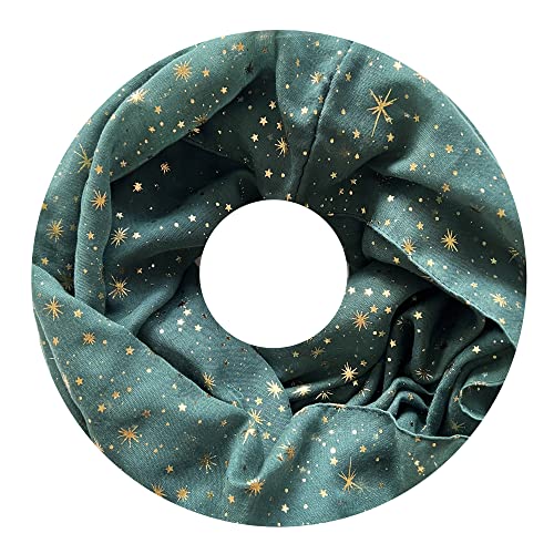 Lina & Lily Damen Loop Schal mit Goldfolierten Sternen (Dunkelgrün) von Lina & Lily
