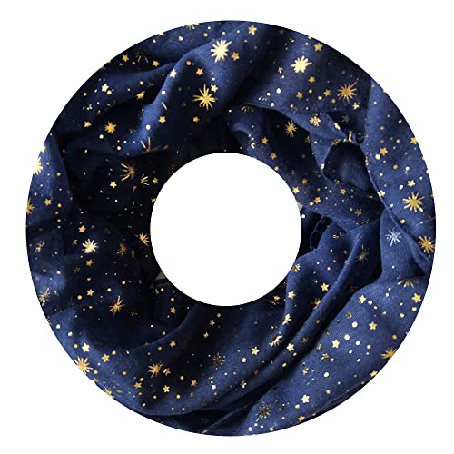 Lina & Lily Damen Loop Schal mit Goldfolierten Sternen (Marineblau) von Lina & Lily