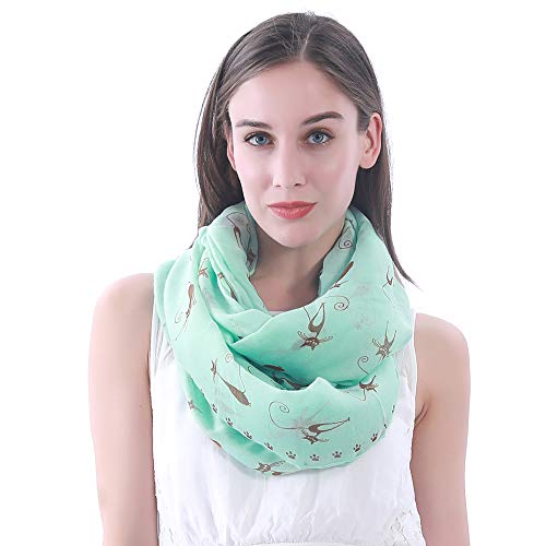 Lina & Lily Damen Loop Schal mit Katzen Muster (Grün) von Lina & Lily
