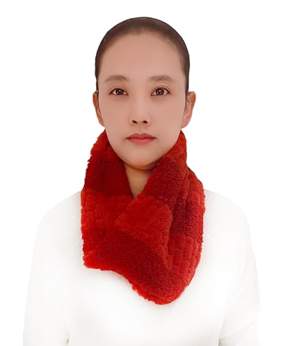 Lina & Lily Damen Männer Kunstpelz Winter Loop Schal Fell Halswärmer Snood (Rot) von Lina & Lily