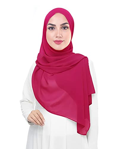 Lina & Lily Damen Muslim Premium Chiffon Hijab Kopftuch Schal aus Leicht Stoff (Rosa Cerise) von Lina & Lily