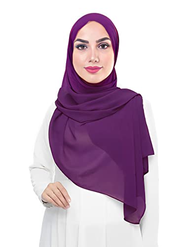 Lina & Lily Damen Muslim Premium Chiffon Hijab Kopftuch Schal aus Leicht Stoff (Violett) von Lina & Lily