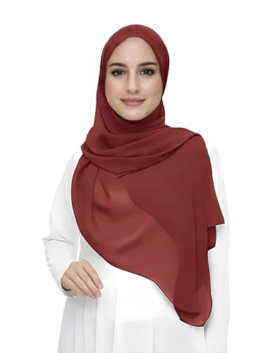 Lina & Lily Damen Muslim Premium Chiffon Hijab Kopftuch Schal aus Leicht Stoff (Ziegelrot) von Lina & Lily