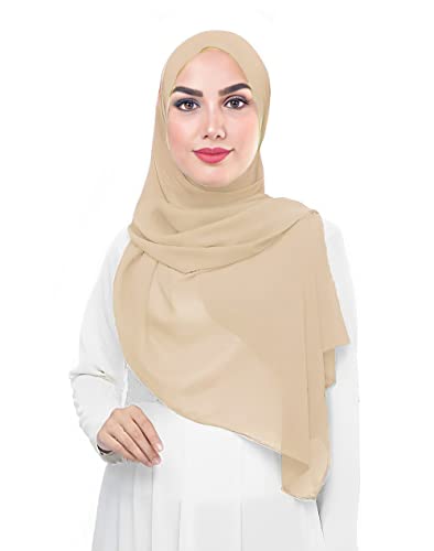 Lina & Lily Damen Muslim Premium Chiffon Hijab Kopftuch Schal aus Leicht Stoff (Beige) von Lina & Lily
