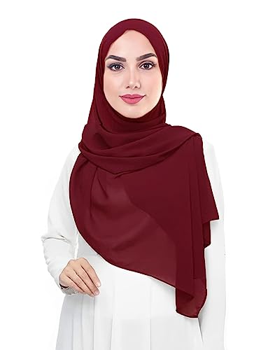 Lina & Lily Damen Muslim Premium Chiffon Hijab Kopftuch Schal aus Leicht Stoff (Bordeaux) von Lina & Lily