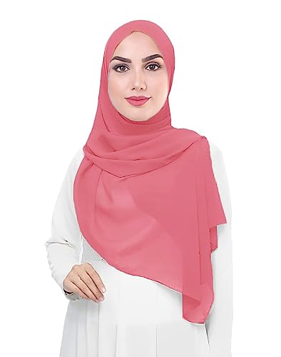 Lina & Lily Damen Muslim Premium Chiffon Hijab Kopftuch Schal aus Leicht Stoff (Koralle) von Lina & Lily