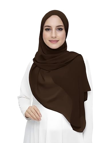 Lina & Lily Damen Muslim Premium Chiffon Hijab Kopftuch Schal aus Leicht Stoff (Dunkebraun) von Lina & Lily