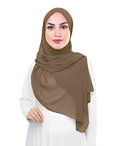 Lina & Lily Damen Muslim Premium Chiffon Hijab Kopftuch Schal aus Leicht Stoff (Khaki) von Lina & Lily