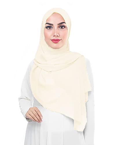Lina & Lily Damen Muslim Premium Chiffon Hijab Kopftuch Schal aus Leicht Stoff (Elfenbein) von Lina & Lily