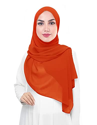 Lina & Lily Damen Muslim Premium Chiffon Hijab Kopftuch Schal aus Leicht Stoff (Orange-Rot) von Lina & Lily