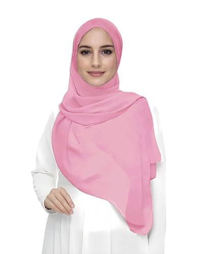 Lina & Lily Damen Muslim Premium Chiffon Hijab Kopftuch Schal aus Leicht Stoff (Rosa) von Lina & Lily