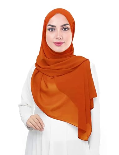 Lina & Lily Damen Muslim Premium Chiffon Hijab Kopftuch Schal aus Leicht Stoff (Rostrot) von Lina & Lily