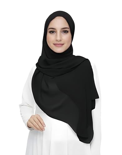 Lina & Lily Damen Muslim Premium Chiffon Hijab Kopftuch Schal aus Leicht Stoff (Schwarz) von Lina & Lily