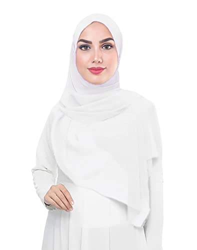 Lina & Lily Damen Muslim Premium Chiffon Hijab Kopftuch Schal aus Leicht Stoff (Weiß) von Lina & Lily