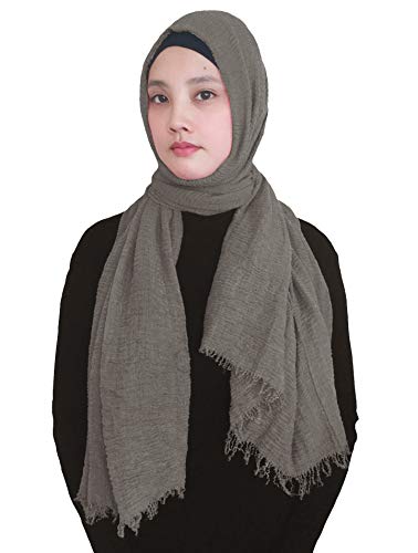 Lina & Lily Damen Muslim Hijab Kopftuch Schal Crash Fringes in verschiedenen Farben (Ash Grey) von Lina & Lily