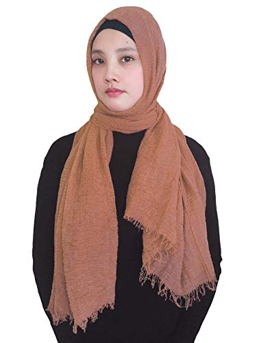 Lina & Lily Damen Muslim Hijab Kopftuch Schal Crash Fringes in verschiedenen Farben (Burnt Orange) von Lina & Lily