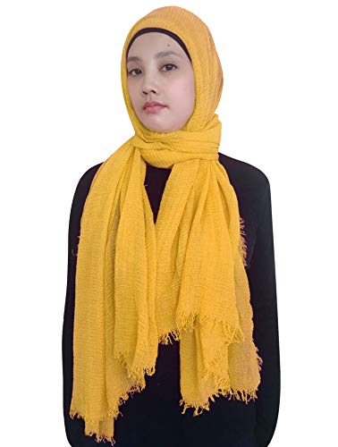 Lina & Lily Damen Muslim Hijab Kopftuch Schal Crash Fringes in verschiedenen Farben (Gold) von Lina & Lily