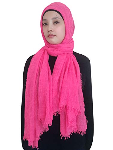 Lina & Lily Damen Muslim Hijab Kopftuch Schal Crash Fringes in verschiedenen Farben (Hot Pink) von Lina & Lily