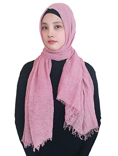 Lina & Lily Damen Muslim Hijab Kopftuch Schal Crash Fringes in verschiedenen Farben (Light Dusty Pink) von Lina & Lily