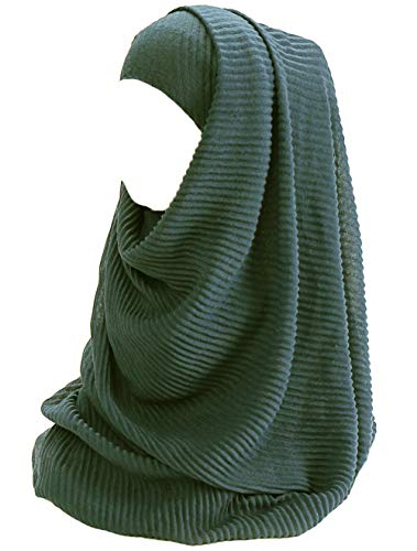 Lina & Lily Plissee-Schal Hijab Kopftuch für muslimische Damen aus Leicht Stoff (Grau-Blau) von Lina & Lily