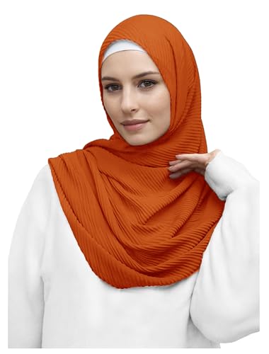 Lina & Lily Plissee-Schal Hijab Kopftuch für muslimische Damen aus Leicht Stoff (Orange) von Lina & Lily