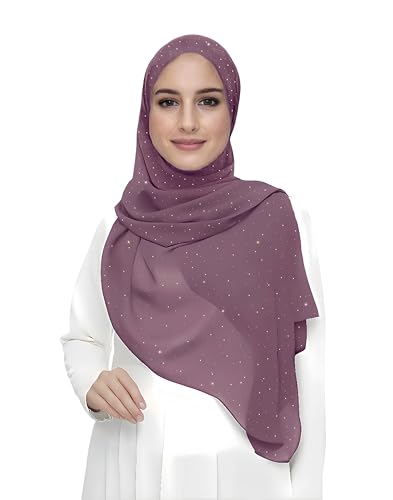 Lina & Lily Damen Hijab Kopftuch Schal mit Glitzer aus Premium Chiffon (Beere) von Lina & Lily