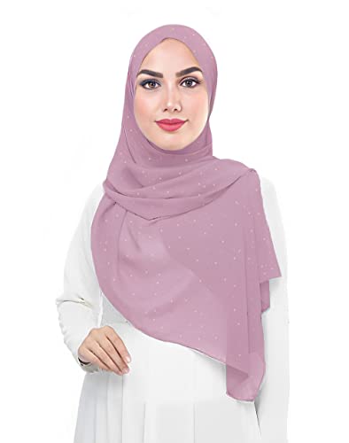 Lina & Lily Damen Hijab Kopftuch Schal mit Glitzer aus Premium Chiffon (Dusty Pink) von Lina & Lily