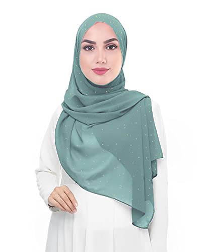 Lina & Lily Damen Hijab Kopftuch Schal mit Glitzer aus Premium Chiffon (Eisblau) von Lina & Lily