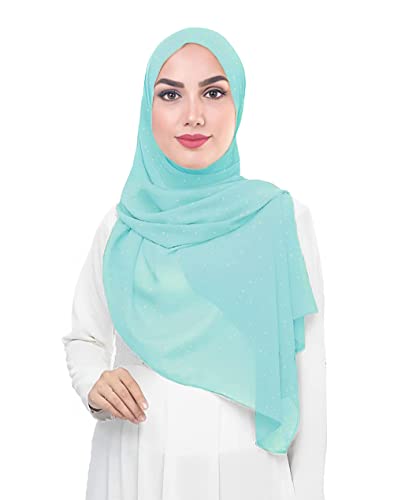 Lina & Lily Damen Hijab Kopftuch Schal mit Glitzer aus Premium Chiffon (Türkis) von Lina & Lily