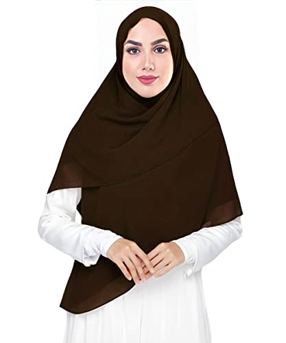 Lina & Lily Premium Chiffon Damen Muslim Hijab Kopftuch Schal Quadrat 145 x 145cm (Dunkelbraun) von Lina & Lily