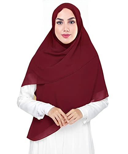 Lina & Lily Premium Chiffon Damen Muslim Hijab Kopftuch Schal Quadrat 145 x 145cm (Dunkelrot) von Lina & Lily