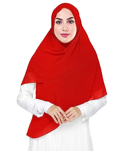 Lina & Lily Premium Chiffon Damen Muslim Hijab Kopftuch Schal Quadrat 145 x 145cm (Rot) von Lina & Lily