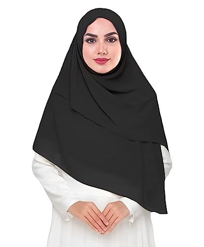 Lina & Lily Premium Chiffon Damen Muslim Hijab Kopftuch Schal Quadrat 145 x 145cm (Schwarz) von Lina & Lily