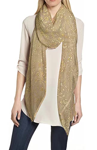 Lina & Lily Damen Schal Hijab Glitzer Blumenmuster (Beige) von Lina & Lily