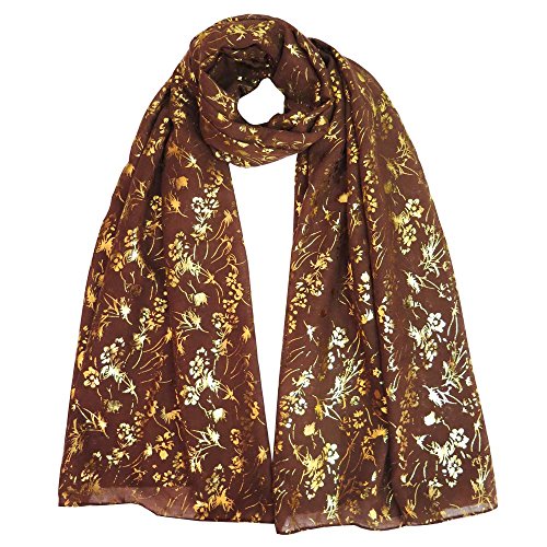 Lina & Lily Damen Schal Hijab Glitzer Blumenmuster (Braun) von Lina & Lily