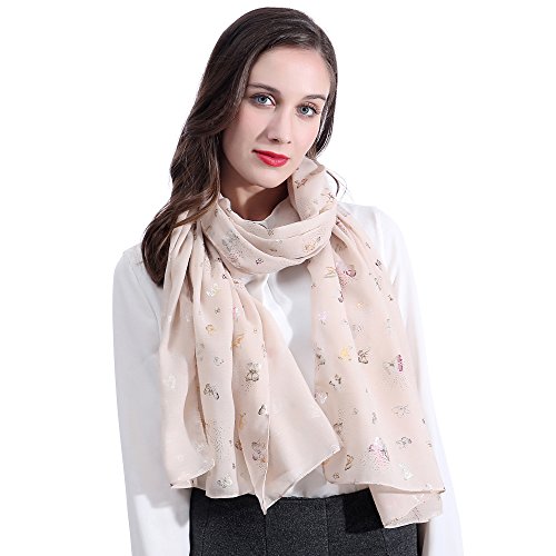 Lina & Lily Damen Schal Hijab Glitzer Schmetterling Muster (Beige) von Lina & Lily