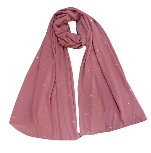 Lina & Lily Damen Schal Kopftuch Stola mit Strasssteinen aus Premium-Chiffon (Dusty Rose) von Lina & Lily