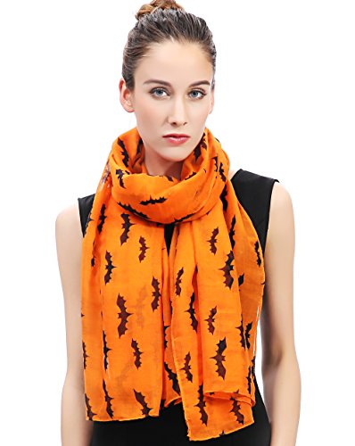 Lina & Lily Damen Schal Tuch mit Fledermaus-Print Halloween (Orange) von Lina & Lily