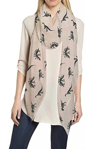 Damen Schal Tuch mit Dinosaurier-Print (Beige) von Lina & Lily