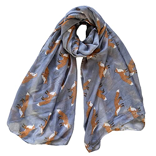 Lina & Lily Damen Schal Tuch mit Fuchs Print (Grau) von Lina & Lily