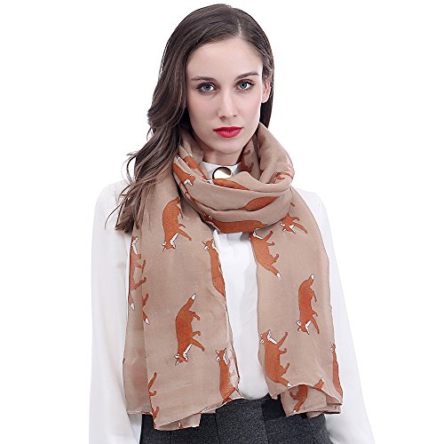 Lina & Lily Damen Schal Tuch mit Fuchs Print (Kamel) von Lina & Lily