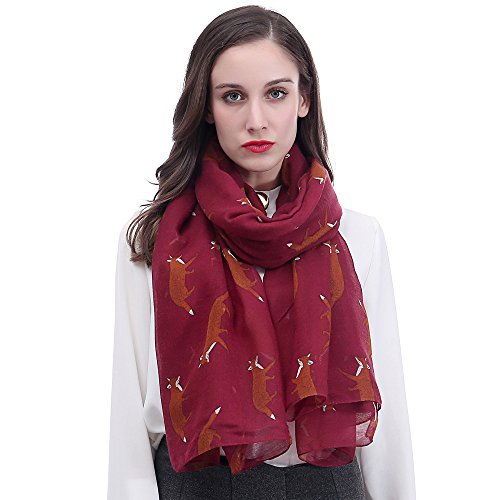 Lina & Lily Damen Schal Tuch mit Fuchs Print (Rot) von Lina & Lily