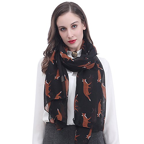Lina & Lily Damen Schal Tuch mit Fuchs Print (Schwarz) von Lina & Lily