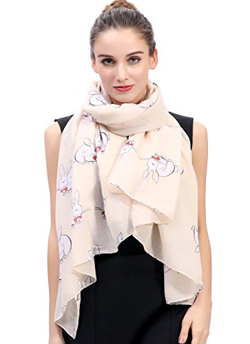 Lina & Lily Damen Schal Tuch mit Hasenmuster (Beige) von Lina & Lily