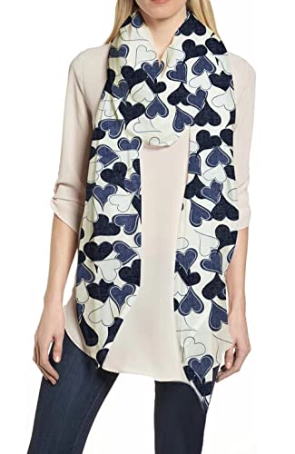 Lina & Lily Damen Schal Tuch mit Herz-Print (Weiß, Blau) von Lina & Lily