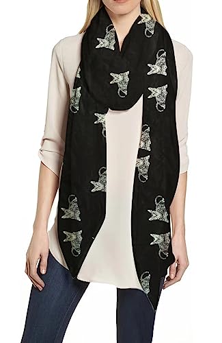Lina & Lily Damen Schal Tuch mit Katzenmuster (Schwarz) von Lina & Lily