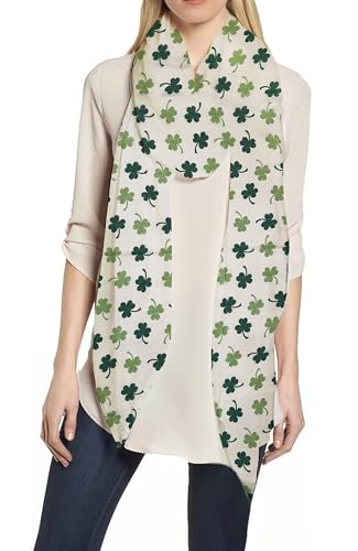 Lina & Lily Damen Schal Tuch mit Kleeblatt-Motiv St. Patricks Day (Beige, Grün) von Lina & Lily