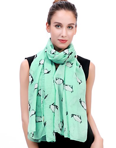 Lina & Lily Damen Schal Tuch mit Pinguine (Grün) von Lina & Lily