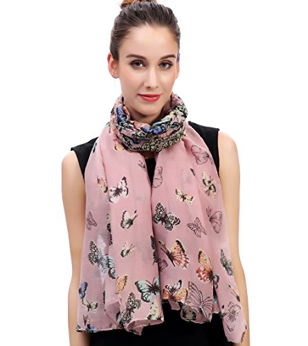 Lina & Lily Damen Schal Tuch mit Schmetterlinge (Puderrosa) von Lina & Lily